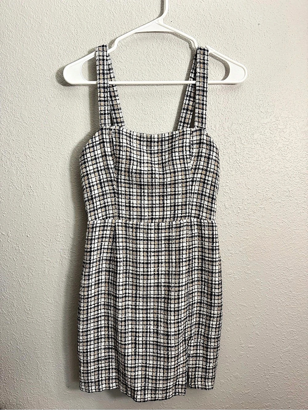 Abercrombie & Fitch Plaid Mini Dress in Blue & Cream Size Small